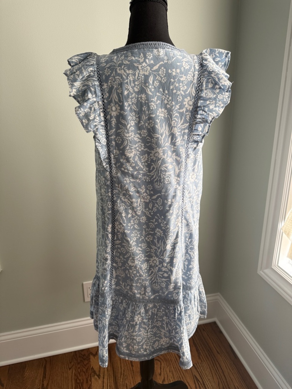 Lucky Brand Blue Floral Sleeveless V-Neck Button Dress - Picture 4 of 7